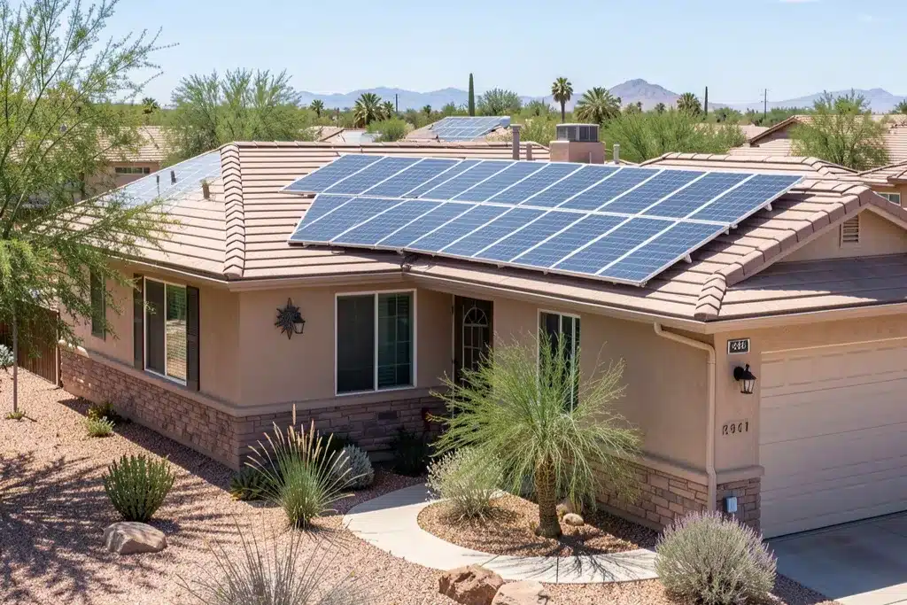 Solar Panels On Roof Of An Arizona Home